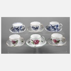Meissen sechs Mokkatassen mit UT