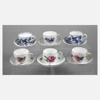 Meissen sechs Mokkatassen mit UT111