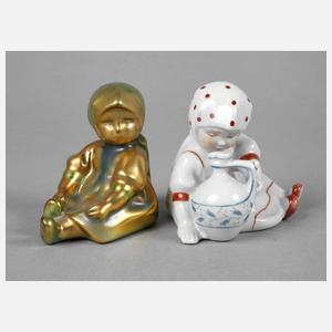 Zsolnay Pecs zwei Kinderfiguren