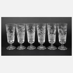 Sechs große jagdliche Gläser