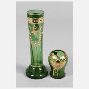 Zwei Jugendstilvasen mit Goldmalerei