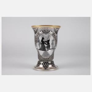 Steinschönau Pokalglas Schattenmalerei