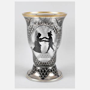 Steinschönau Pokalglas Schattenmalerei