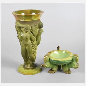 Gablonz Vase und Ascheschale