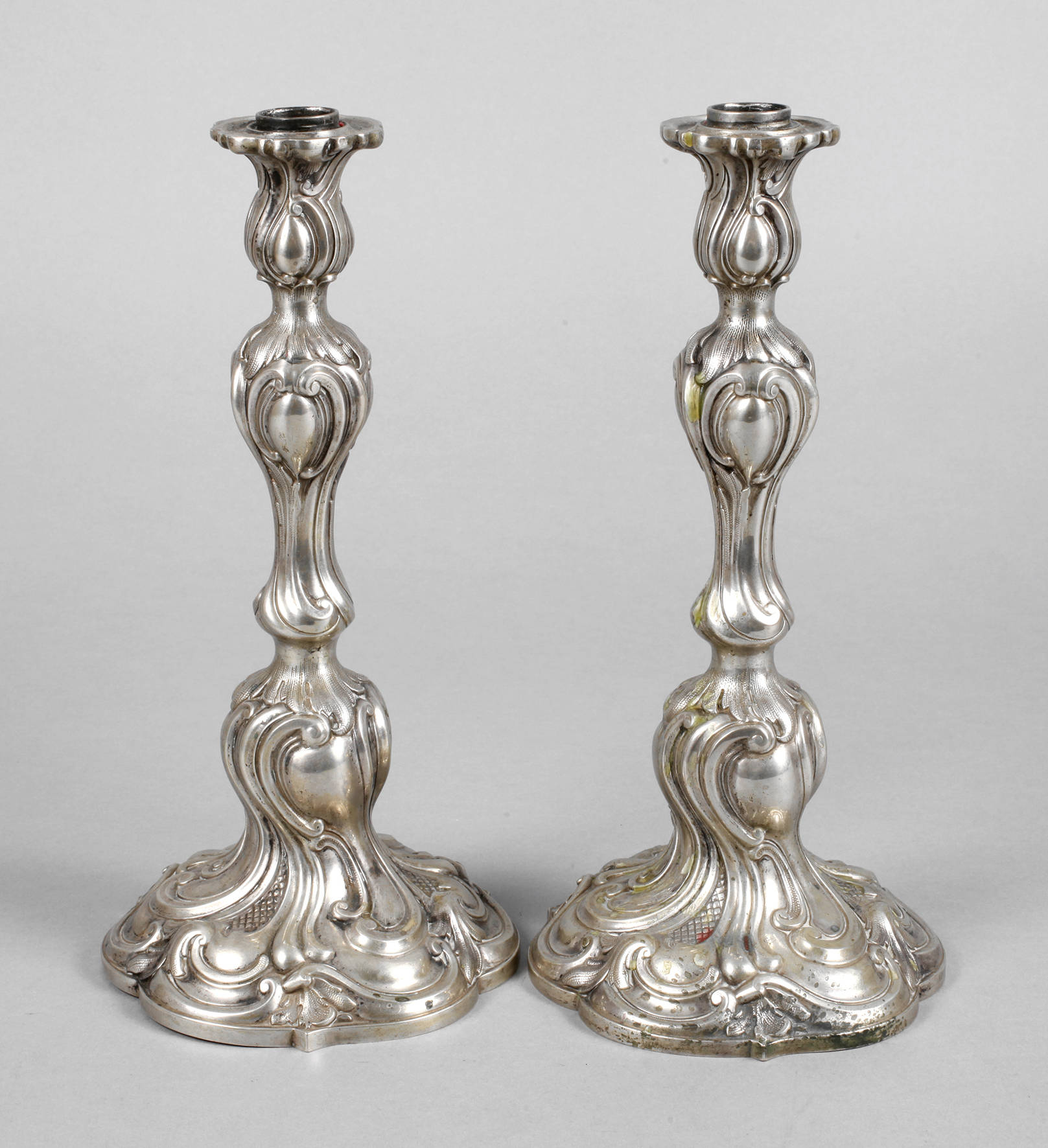 Sillber Paar Historismusleuchter Vietor