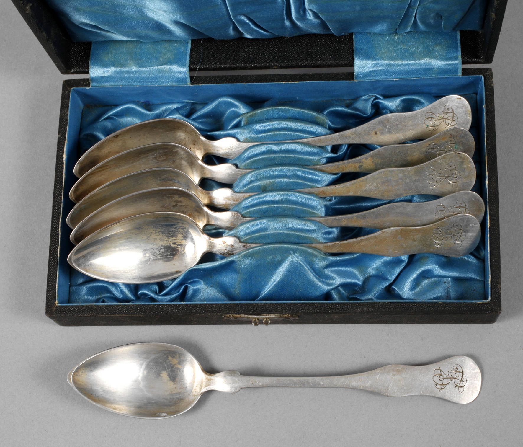 Silber Sechs Biedermeier Kaffeelöffel