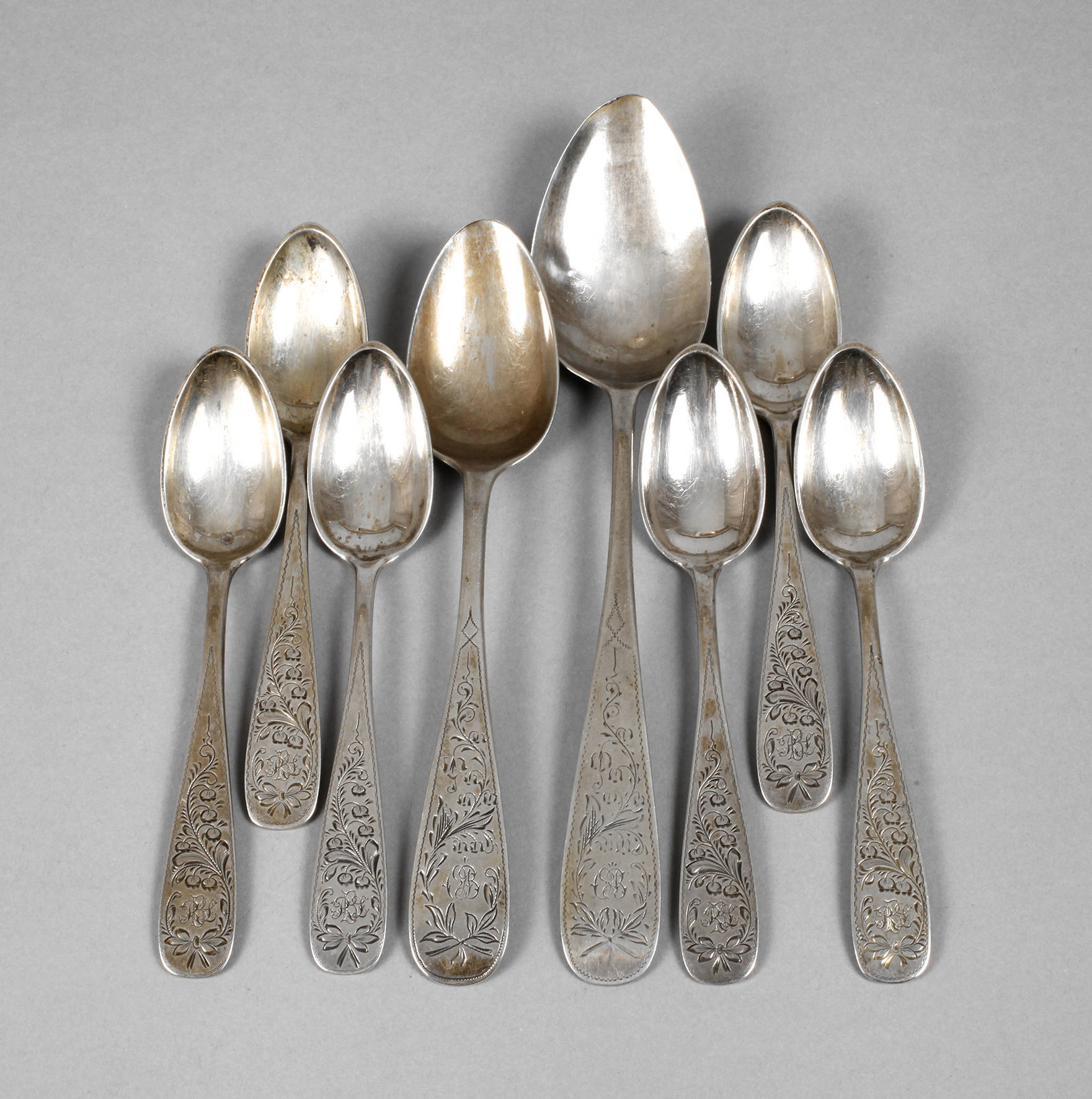 Konvolut von acht Silberlöffeln