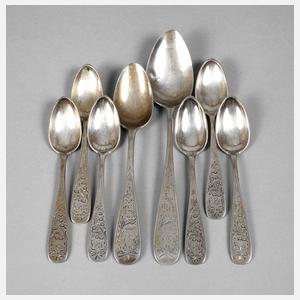 Konvolut von acht Silberlöffeln