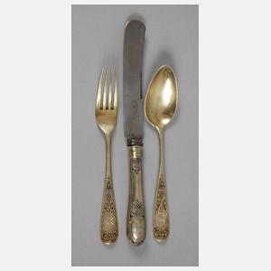 Drei Teile Silberbesteck in russischer Art