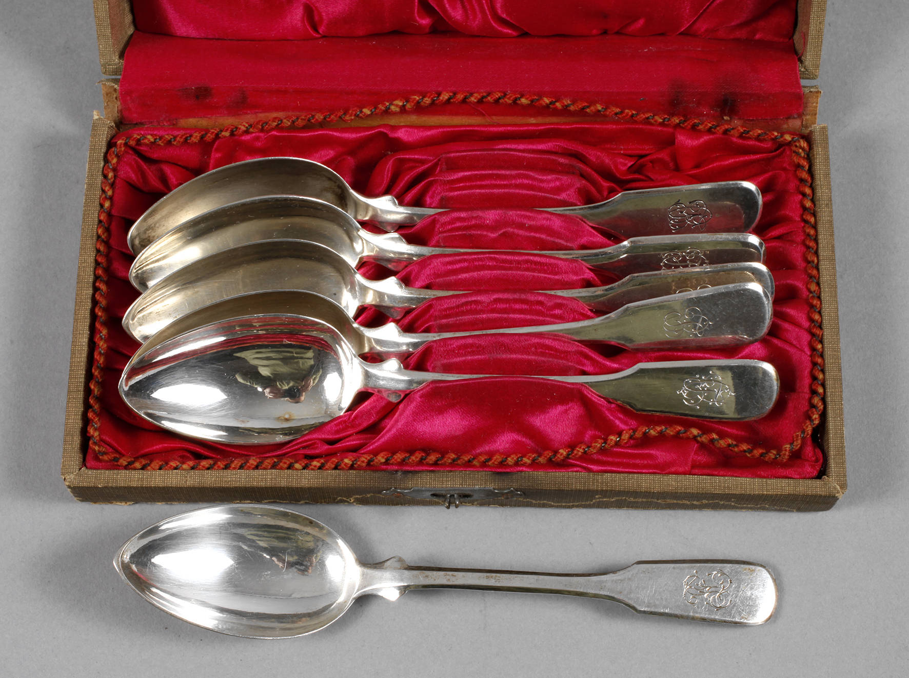 Sechs Kaffeelöffel Silber