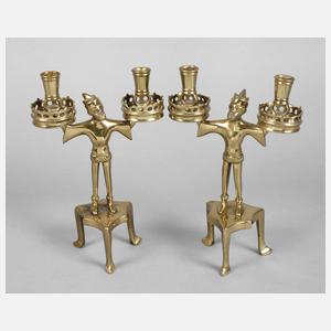 Paar figürliche Messigleuchter Art Déco