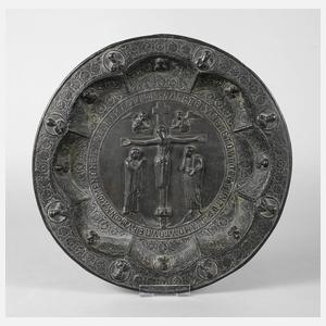 Großer christlicher schmiedeeiserner Wandteller