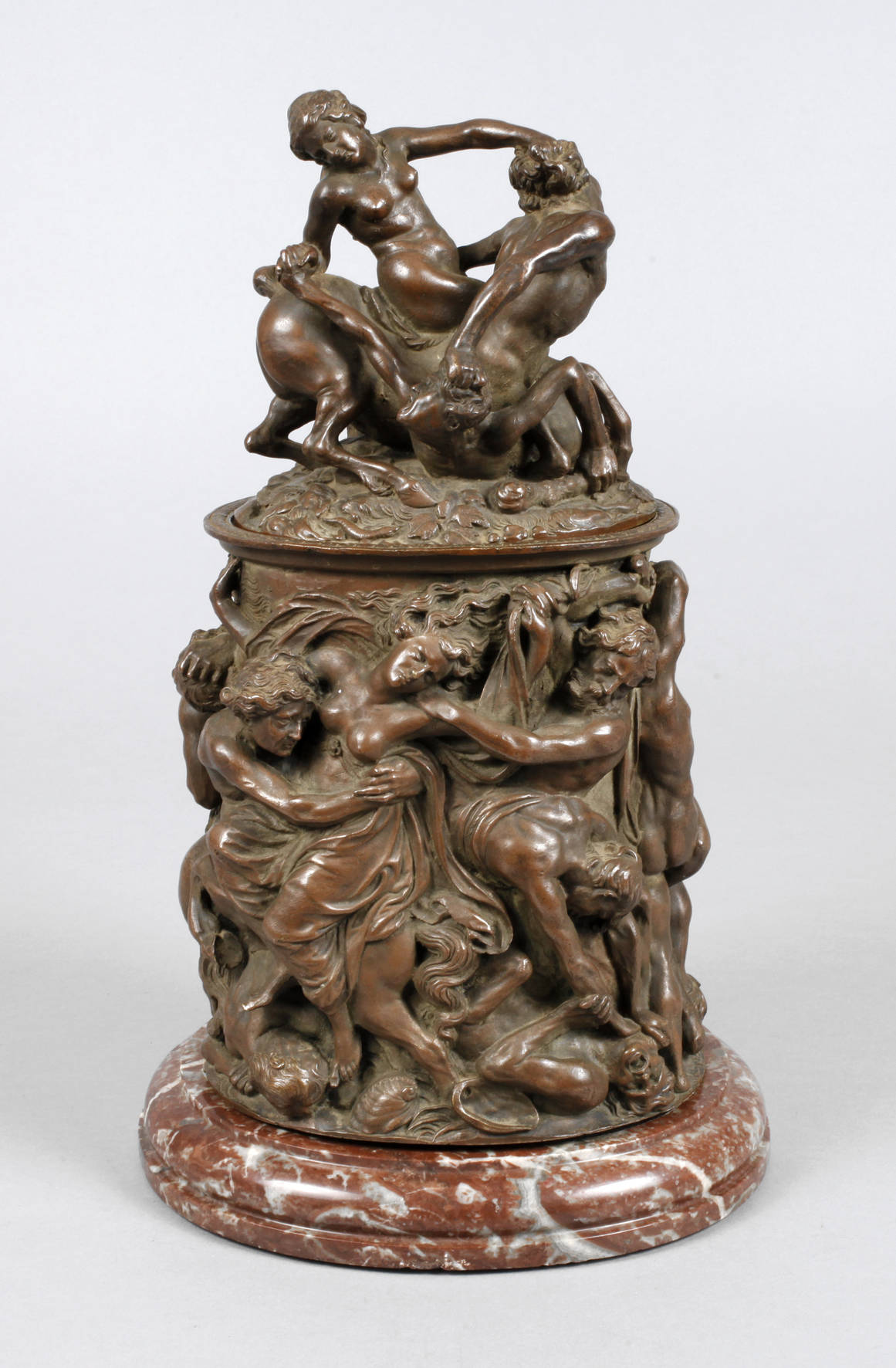 Bronze Deckelgefäß ”Raub der Sabinerinnen”