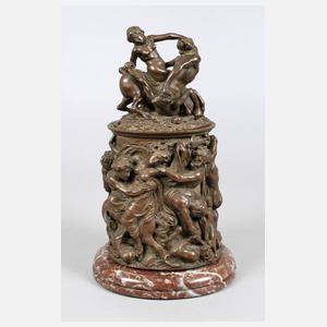 Bronze Deckelgefäß ”Raub der Sabinerinnen”