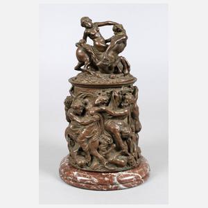 Bronze Deckelgefäß ”Raub der Sabinerinnen”