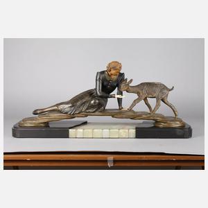 Mennevile Art Déco Mädchen mit Ziege