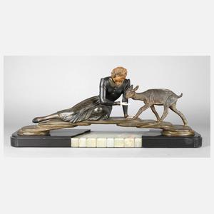 Mennevile Art Déco Mädchen mit Ziege