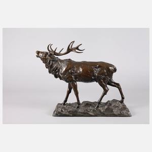 Bronze röhrender Hirsch