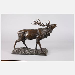 Bronze röhrender Hirsch