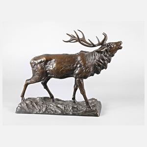 Bronze röhrender Hirsch