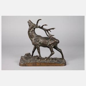 Bronze röhrender Hirsch