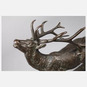 Bronze röhrender Hirsch