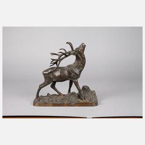 Bronze röhrender Hirsch