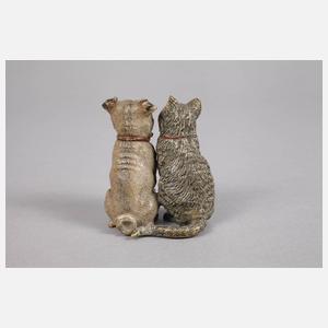 Wiener Bronze Katze & Mops