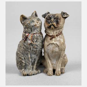 Wiener Bronze Katze & Mops