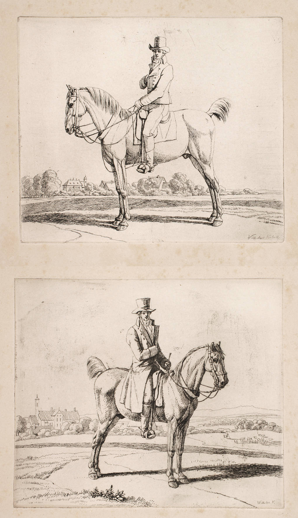 Prof. Wilhelm von Kobell, Zwei Reiterdarstellungen
