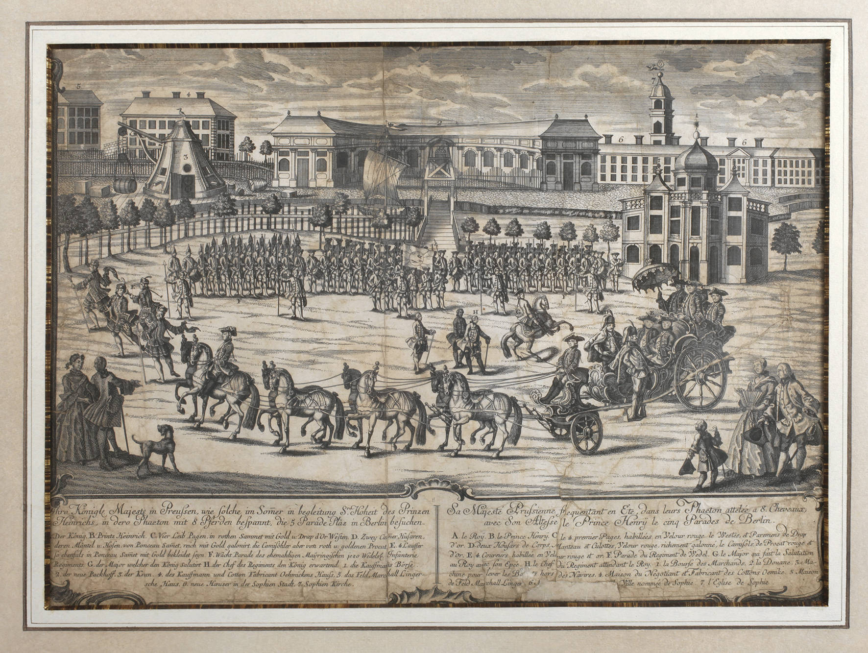 Ansicht Berlin mit königlicher Parade um 1750