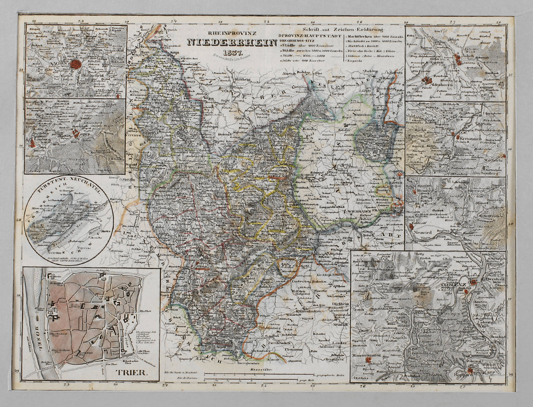 Karte Niederrhein 1837