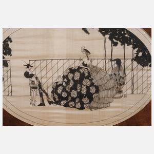 Erotika, Dame mit Pfau im Park