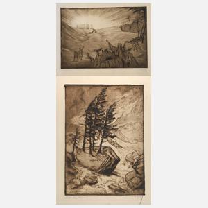 Zwei Graphiken „Palmsonntag“ und „Föhn“