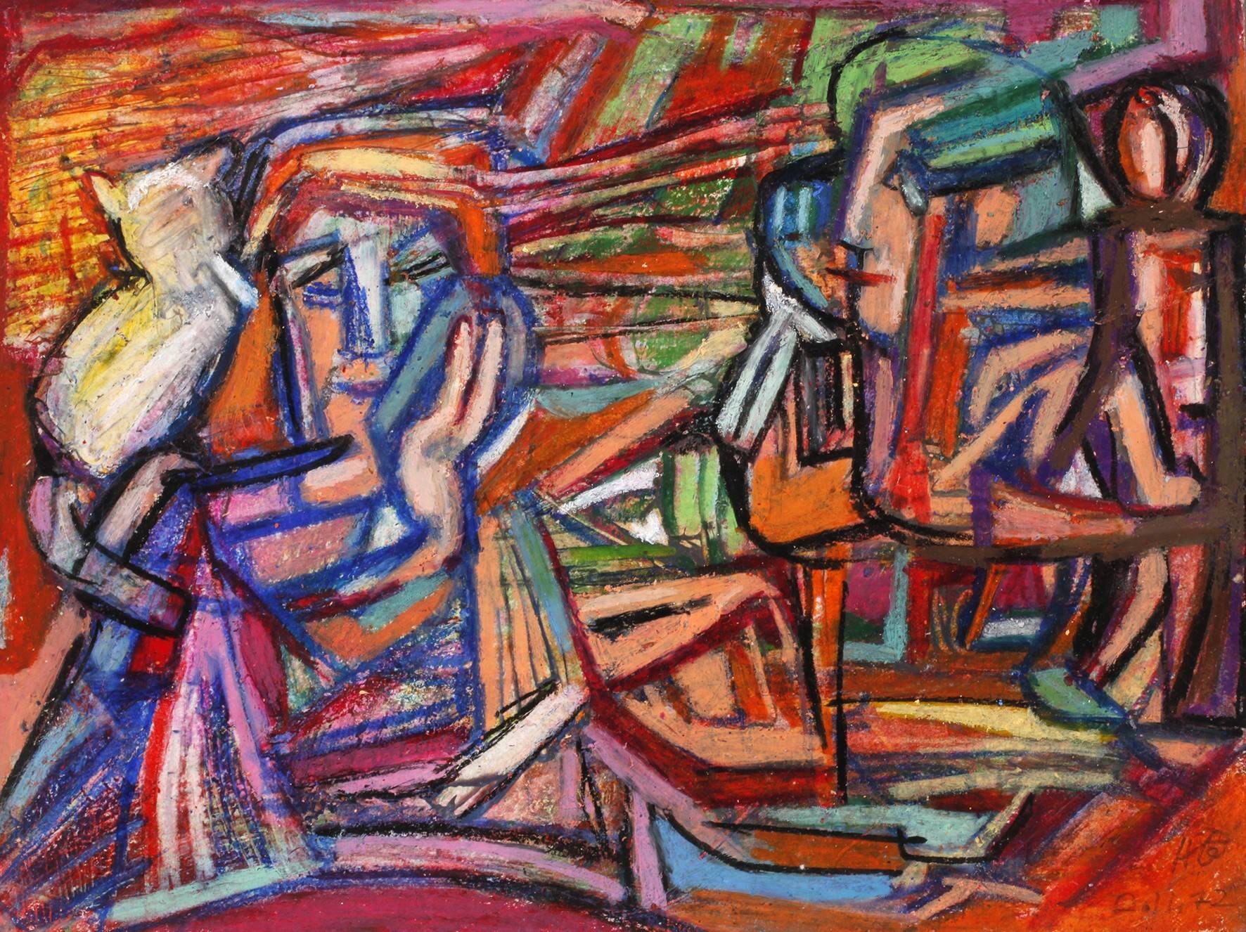 Prof. Hilde Goldschmidt, Figürliche Komposition mit Katze