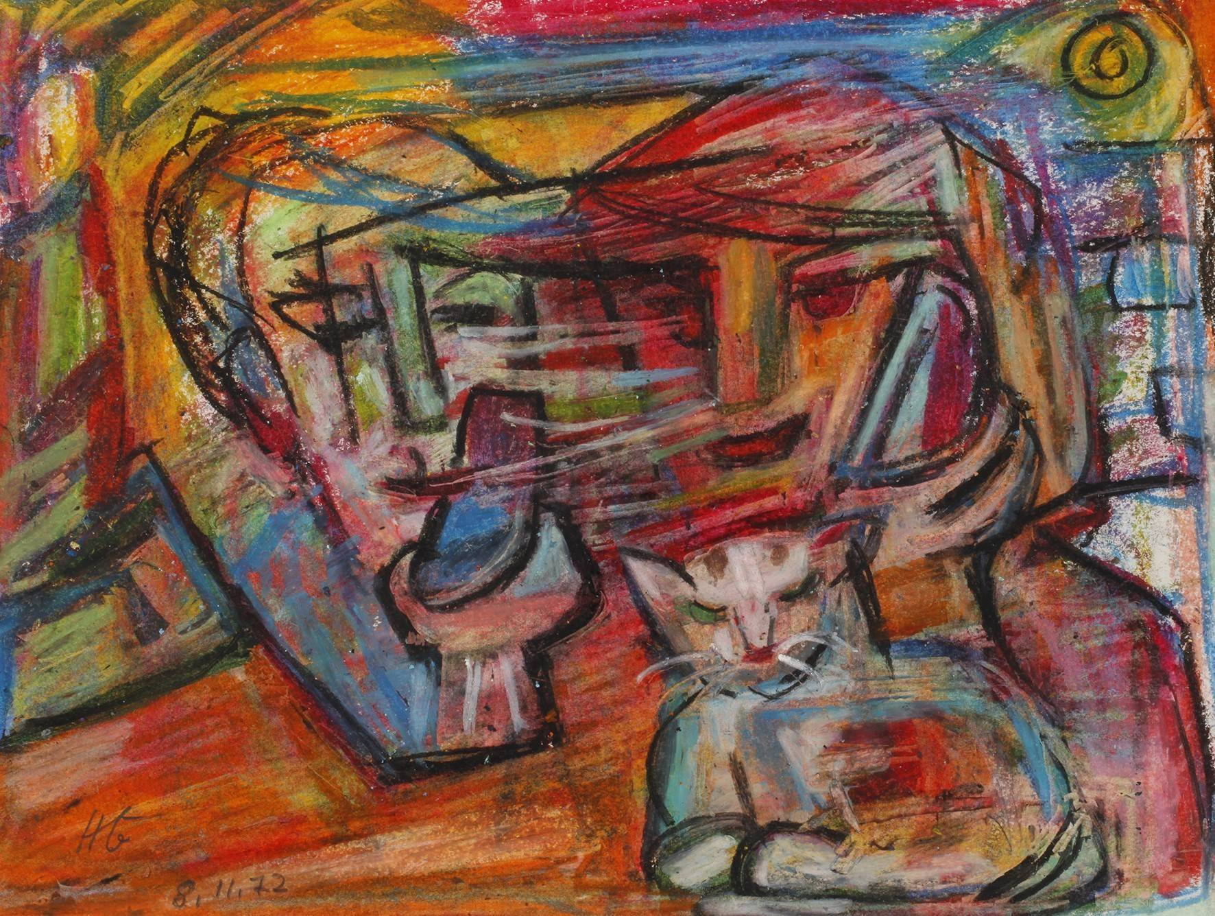 Prof. Hilde Goldschmidt, Komposition mit Katze