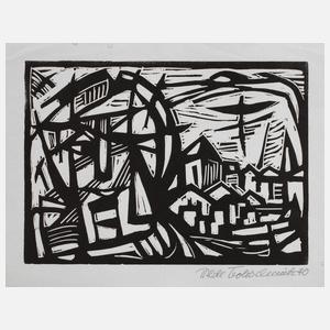 Prof. Hilde Goldschmidt, Kopf vor Stadt