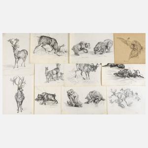 Konvolut Zeichnungen nach Johann Elias Ridinger