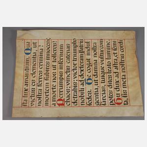 Prachtvolles Antiphonarblatt 18. Jh.