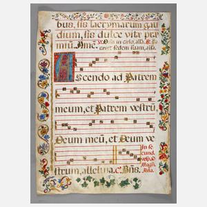 Prachtvolles Antiphonarblatt 18. Jh.