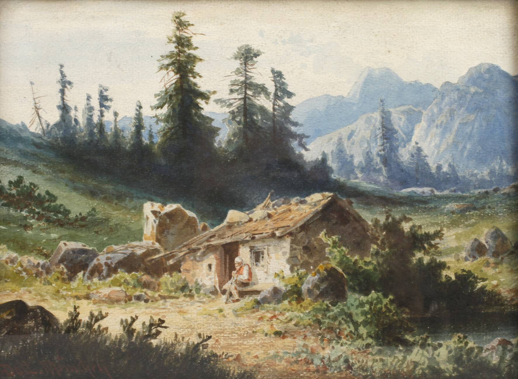 Anton Doll, Berghütte in den Alpen
