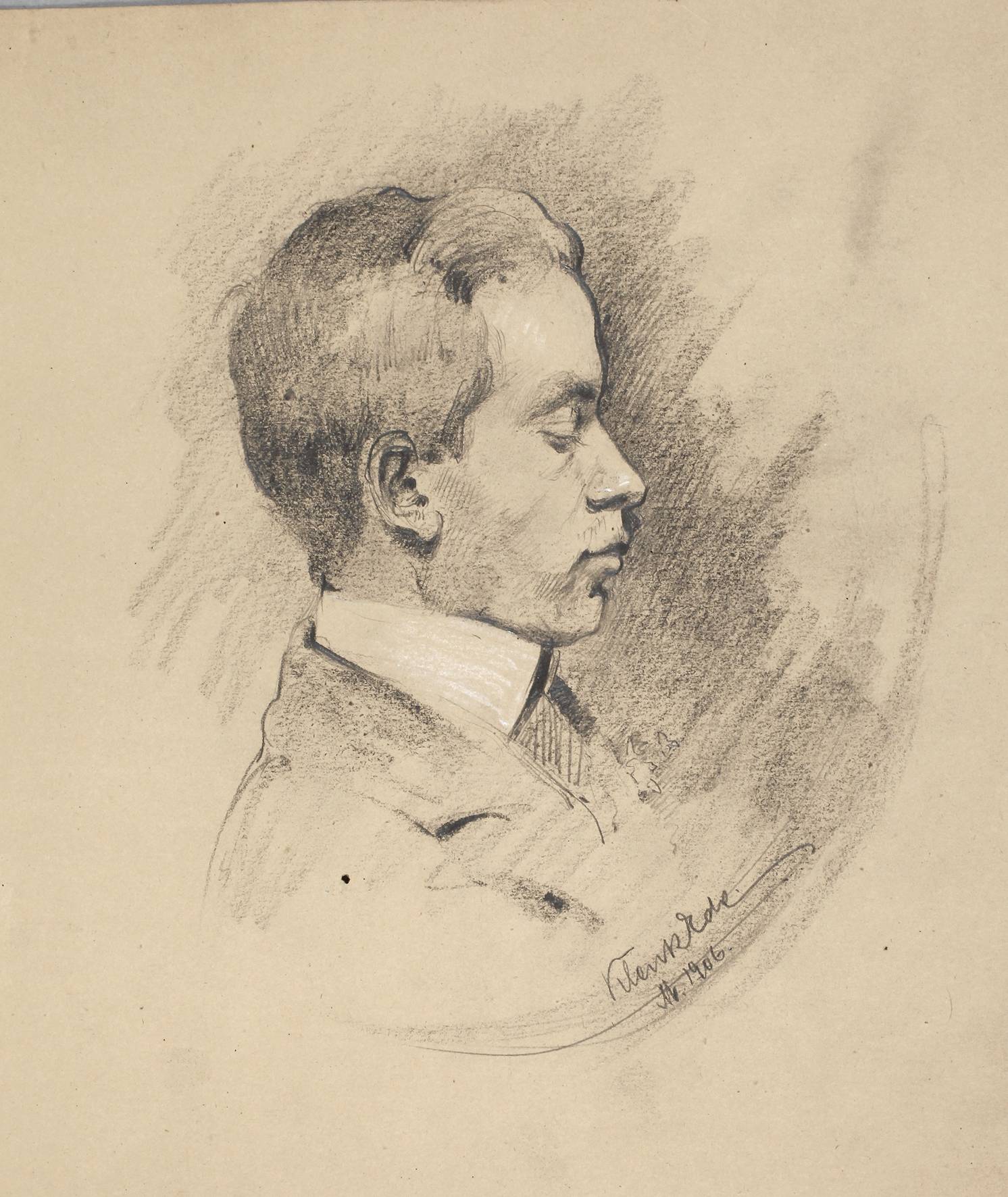 Eduard Klenk, Junger Mann im Profil