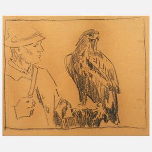 Falkner mit Greifvogel