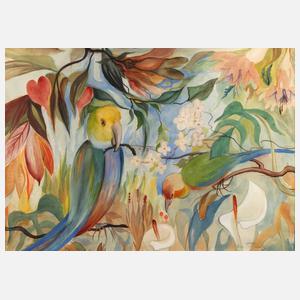 Leo Fritze, Papageien mit tropischen Pflanzen