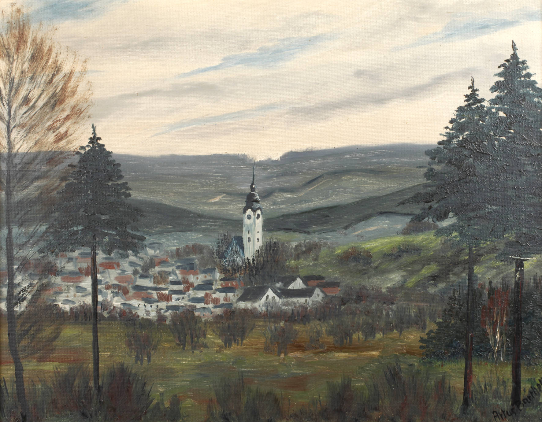 Artus Barthell, Blick auf Bergen im Vogtland