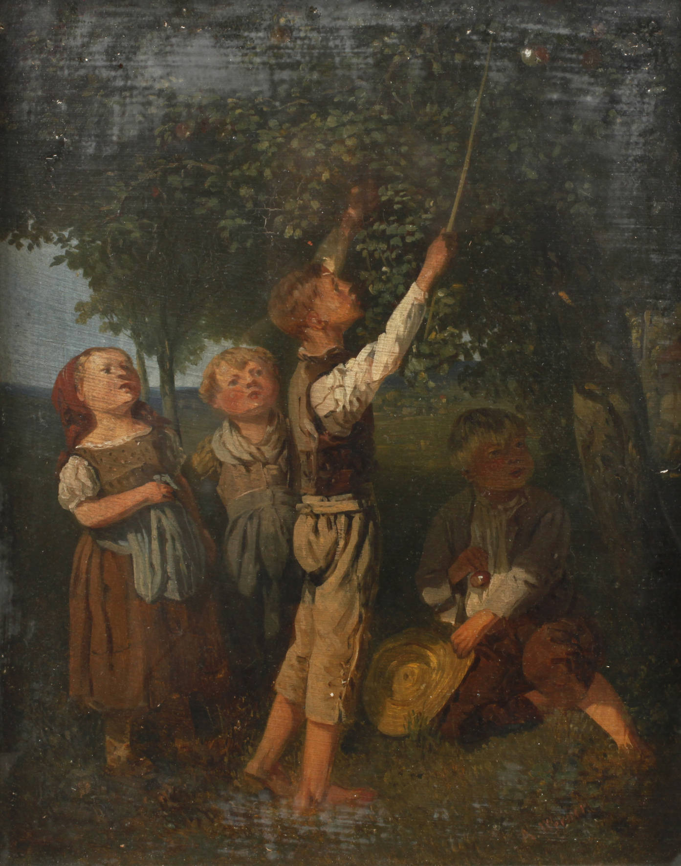 A. Werner, Äpfel Pflückende Kinder