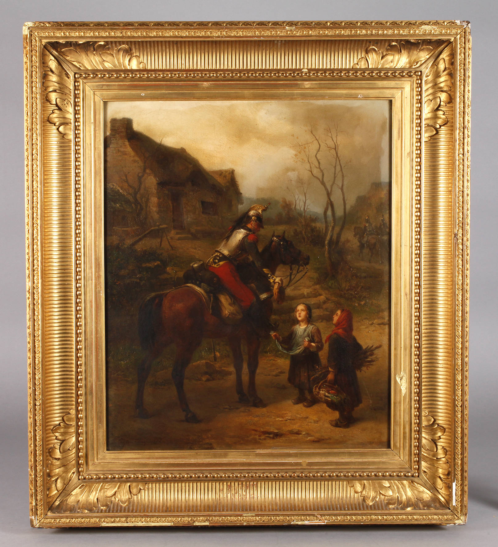 Eugene Charpentier, Kürassier Kindern ein Brot reichend