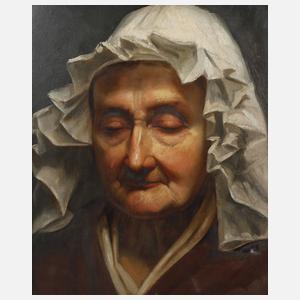 Alte Frau mit Haube