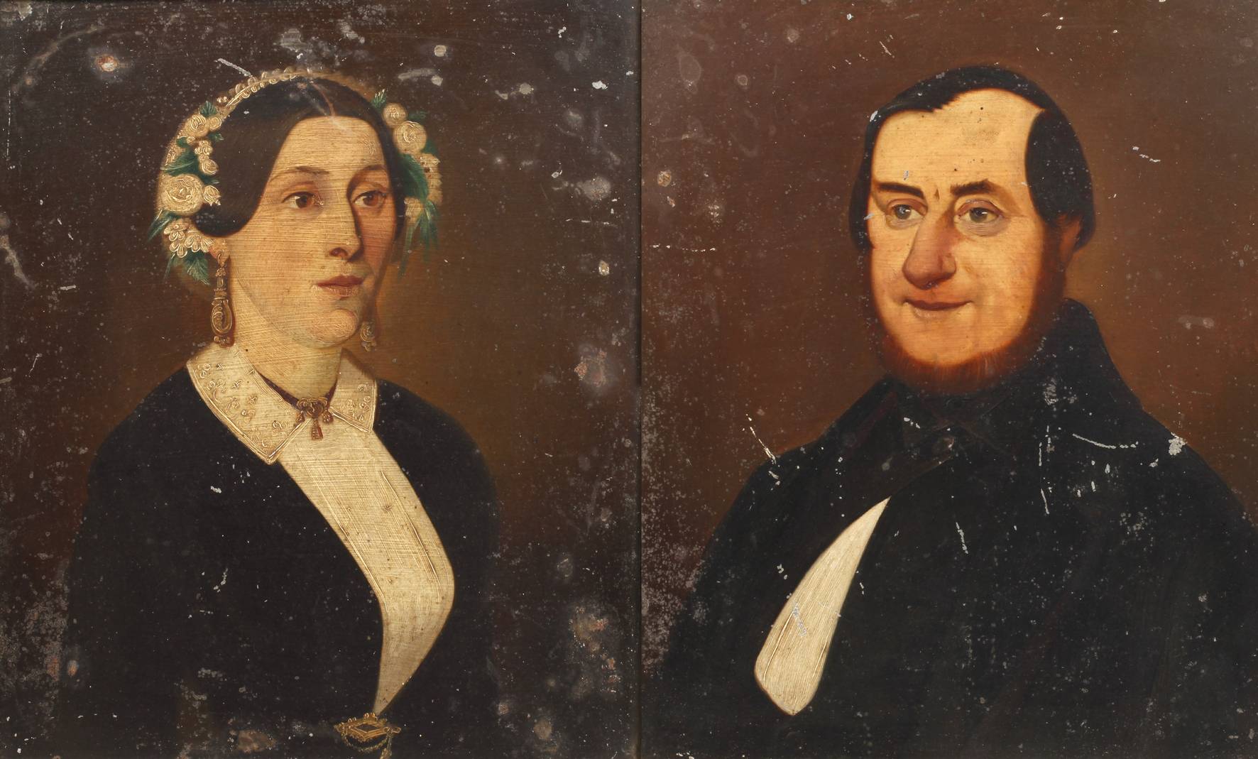 Luther, attr., Paar Biedermeierportraits