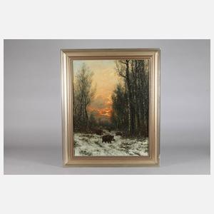 Joseph Heydendahl, Wildschweinrotte im Winterwald